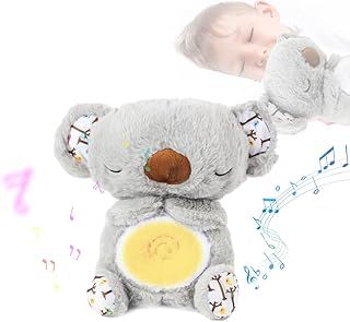 CJBIN Schlummer Koala, Schlaf Koala, Kuscheltier with Heartbeat, Sensory Music Lights and Breathing Motion for Baby Kids