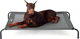 Bedsure Raised Dog Bed Medium - Elevated Waterproof Dog Bed With Mesh, Outdoor Pet Cot for Travel and Garden, Grey, 105x80x20cm