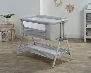 Snoozie Bedside Crib Antartica Grey | Side Co Sleeper Baby Cot with Breathable Mesh Panel