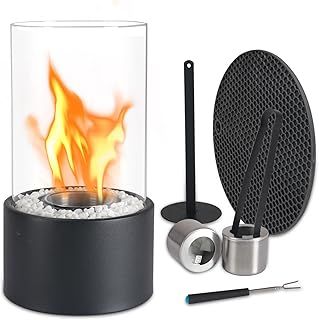 Tabletop Fireplace, Table Top Fire Pit for Bioethanol Fireplace, Portable Bio Ethanol Table Top Heater 3 Hours Burning Time Keep Warm for Indoor Outdoor Patio Parties Events(Round)