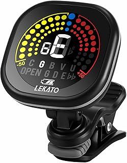 Guitar Tuner Rechargeable,LEKATO Clip-on Tuner Bass Tuner Digital Guitar Chromatic Tuner Bright with Color Screen Display Ukulele Tuner for Guitars Bass Violin Ukulele Chromatic Tuning Mode