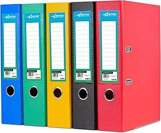 A4 Lever Arch File 5 Pack 70mm Finger Pull Stationery Document Storage Assorted Bright Colours FSC Certified - Pack of 5