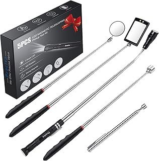Magnetic Telescopic Pickup Tool with 3 LED Lights, Preciva Pick Up Stick, Telescopicing LEDlight with Magnet, Gadget Pickingup Toolkit Gift for Men, Women, Father, etc.(Flashlight)