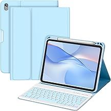 MMK for iPad 11/10th Gen Case with Keyboard 11/10.9 inch 2025 A16/2022, Detachable Wireless Bluetooth Keyboard with Pencil Holder, UK Layout Keyboard Case for iPad 11/10 Gen, Blue