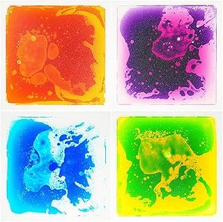 Art3d Colorful Liquid Sensory Floor Tiles for Children, Toddler, Teens, Playroom, Dance Floor for Decorative, 11.8"x11.8" Square, 4 Tiles