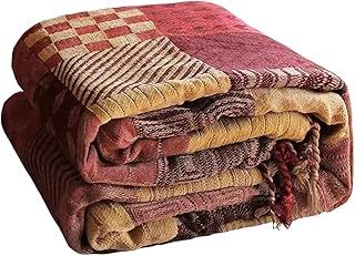 Bohemian Large Patchwork Sofa Bed Throw Blanket with Tassels For 2 3 Seater Settees,100% Chenille Soft Multi-function Throw for Couch Bedspreads Rug and Bed (150×190CM(60×75In))