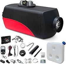 5KW / 8KW 12V Diesel Air Heater Parking Heater Diesel Night Heater w/LCD Switch & Remote Control & Silencer & 10L Fuel Tank for Car Trucks Boat Trailer Motorhomes (Red+Black, 5KW)