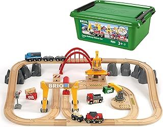 BRIO World Deluxe Cargo Wooden Railway Train Set for Children Age 3 Years Up