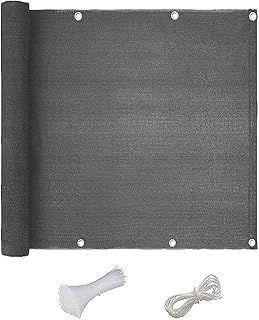 FUOBECIE Balcony Privacy Screen, Garden Screening, Privacy Fence Screen Weatherproof and UV Protection with Cable Ties, Windbreak Netting for Outdoor Wall Garden Yard Pool-Grey 90x700cm