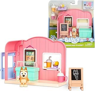 Bluey - Mini Playset Ice Cream Shop, Blue Dog Dolls, Children's Series Figures, Ice Cream Shop with Figure, Freezer, Ice Cream, Bingo, Ice Cream Banner, Celebrity (BLY70100)