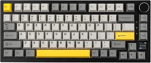 EPOMAKER Ajazz AK820 Pro 75% Gasket-mounted Mechanical Keyboard with TFT Screen, 3 Modes(Bluetooth 5.1/2.4G Wireless & Type-C Wired), Sound Dampening Foams (Grey, Ajazz Flying Fish Switch)