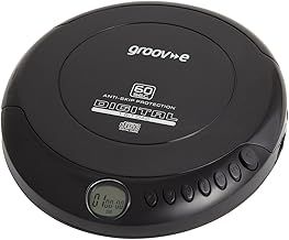 groov e RETRO Compact CD Player - Personal Music Player with CD-R & CD-RW Playback - Anti-Skip Protection, Programmable Tracks - Earphones Included - Micro-USB or Battery Powered - Black