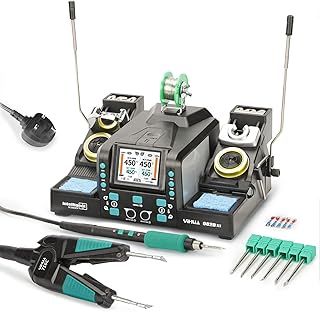 982D-III 2-in-1 Precision Soldering Station with C210 Soldering Iron and C120 Hot Tweezers Cartridge Tip System for SMD Rework, Micro Soldering, Professional Soldering Iron Kit (UK Plug)