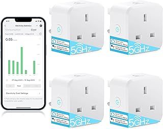 EIGHTREE 5GHz Smart Plug with Energy Monitoring, Smart Plugs that Work with Alexa Works with Alexa & Google Assistant & Smart Life APP, Wireless Remote Control Timer Plug Smart Home, 13A, 2990W