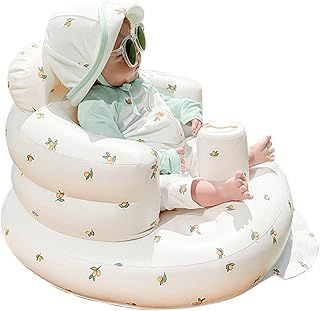 Inflatable Baby Chair, Baby Inflatable Seat for Babies 3 Months and Up Summer Inflatable Baby Seat for Sitting Up, Blow Up Baby Floor Seat with Built in Air Pump, Orange