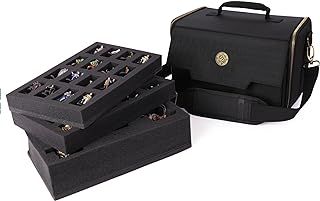 ENHANCE Miniature Figure Satchel - Compact Storage & Carrying Case for DnD Miniatures with Shoulder Strap, 3 Foam Trays (2 Pre-Cut and 1 Pick & Pluck Tray) - Fits Standard 20mm to 25mm Figures