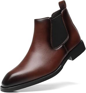 SANNAX Men Chelsea Boot Formal Business Uniform Dress Shoes Fashion Ankle Boots Slip on for Gentleman