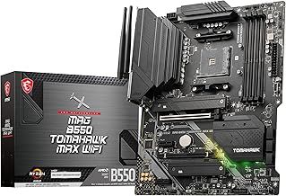 MSI MAG B550 TOMAHAWK MAX WIFI Motherboard, ATX, AM4 - AMD Ryzen 5000 Ready - DDR4 Boost 5100+MHz/OC, PCIe 4.0 & 3.0 x16 Slots, M.2 Gen4 & Gen3 Slots, 2.5G LAN, Wi-Fi 6E, Bluetooth 5.2
