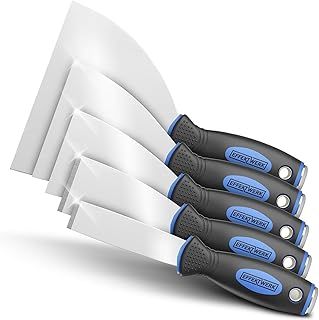 5-pc Scraper Set - Paint & Wallpaper Removal Tool Set - Stainless Steel Spatula Set for Plastering & Drywall Putty Filling - Ideal Painter Tool Plaster Scraping & Finishing
