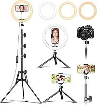 PEYOU 12" Ring Light with Tripod Stand & Phone Holder Tall 182cm/72", 【Mini Desktop Tripod】 & Dimmable LED Ring Light, Ringlight Tripod Stand for Tiktok, YouTube, Photography, Makeup, Live Streaming