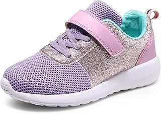 Harvest Land Girls Boys Glitter Trainers Athletic Kids Toddlers Slip On Sports Sneakers Lightweight Shoes Breathable Running Casual Tennis Hook-Loop Shoes