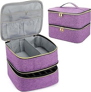 Nail Polish Organizer Bags, Portable and Beauty Tools Storage Box Holds 30 Bottles, Double Layer Design Bag for Lamp, Manicure Tool Accessories