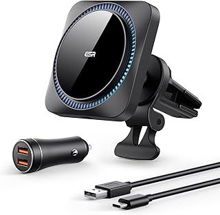 ESR for 15W MagSafe Car Mount Charger CryoBoost, Phone Cooling MagSafe Car Charger with 36W QC3.0 Dual USB-A Charger, Air Vent/Dashboard Magnetic Wireless Car Charger for iPhone 16 15 14 13 12, S25