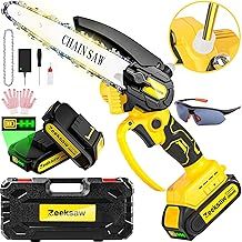Mini Chainsaw Cordless 6 Inch Auto Oiler, Small Chainsaws Battery Powered with 4.0Ah Battery, Mini Chain Saw with Self Oiler & Strong Tool-Box, Handheld Chainsaw for Tree Trimming Wood Cutting