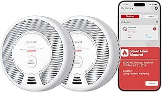 X-Sense Wi-Fi Smoke and Carbon Monoxide Alarm with Replaceable Battery, Smart Combination Detector Compatible with X-Sense Home Security App, SC06-WX, 2-Pack
