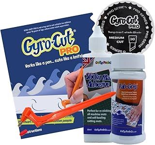 Crafty Products GYRO-Cut PRO Starter Kit for Fabric Cutting Including Tool, Sticky Mat Adhesive and Fabgrip
