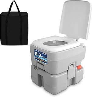 SereneLife Portable Toilet, Portable Potty Camping Toilet, Includes Travel Bag, 3 Way Pistol Flush, Rotating Spout, Great for Camping, Boating, Traveling, Worksites, 20L