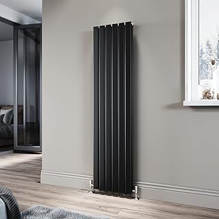ELEGANT 1600 x 408 mm Black Vertical Radiator Tall Upright Double Flat Panel Radiator Modern Column Designer Central Heating Rad
