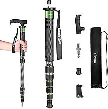 Camera Stand Monopod Manbily Walking Stick Monopods for Cameras Carbon Fiber Portable Compact Travel Monopod Unipod Stick with handle 6 Sections 61inches 15.4lbs for DSLR Video Camcorder Stand (Green)