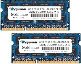 ROYEMAI 16GB Kit (2X8GB) 12800 Sodimm RAM, DDR3 1600 Mhz PC3-12800 8GB Sodimm DDR3/DDR3 PC3/PC3 2Rx8 1.35V/1.5V CL11 Non-ECC Notebook RAM Memory Module for Laptop