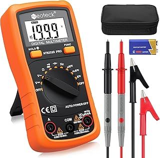 Neoteck Auto Ranging Digital Multimeter AC/DC Voltage Current Ohm Capacitance Frequency Diode Transistor Audible Continuity, Multi Tester with Backlit LCD