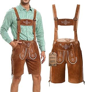 Lederhosen Men,Oktoberfest Outfit Mens,October Festival Costume Mens,Oktoberfest Costume Lederhosen Men,Brown, 100% Cow Suede Leather