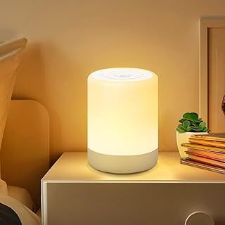 SOLIDEE Night Light,Rechargeable LED Table Lamp,Touch Bedside Lamps,Dimmable Warm White Night Light with RGB Colour Changing Smart Portable Desk Lamp for Kids|Baby|Bedroom|Camping|Nursery|Office