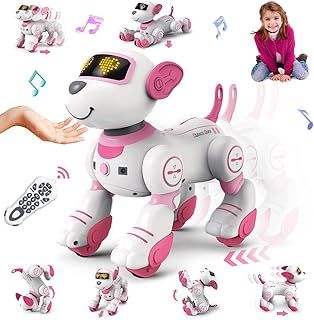 Remote Control Robot Dog Toy for Kids - Interactive Touch & Follow 17 Functions, Programmable Smart Walking Puppy Intelligent Dancing RC Birthday Gifts for Girls 3-12