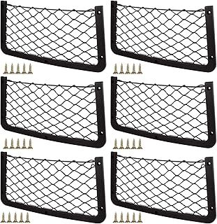 MIVIDE 6 Pack 36x18CM Storage Nets for Campervans, Cargo Nets for Van, Elastic Mesh Car Storage Net, Campervan Storage Net, Trunk Car Storage Solutions Accessories for Phone Storage