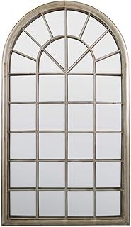 MirrorOutlet GMA011 Large New Rustic Multi Panelled Arched Window Garden Outdoor Mirror 4ft3 x 2ft6, Sandstone