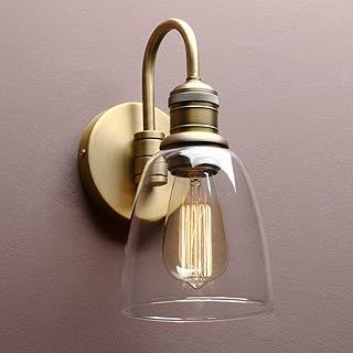 Yosoan Lighting Modern Vintage Industrial Bell Sconce Wall Light Fitting with 5.6” Clear Glass Lampshade, for Office Home Kitchen Living Room Bedroom Loft Bar (Antique)