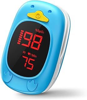 Paediatric Pulse Oximetry, HOLFENRY Pulse Oximeter Oxygen Monitor Finger For Kids and Child Over Age 2, Children's Sats Monitor Checking Oxygen Saturation, Heart Rate,PI At Home, School Use