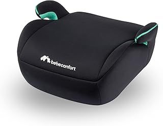 Bebeconfort Manga i-Safe, Car Booster Seat, 6–12 Years, 125–150cm, Child Booster Seat, Compact & Lightweight (<1kg), Easy Belt Installation, Fully Padded, Soft-Touch Fabrics, Full Black