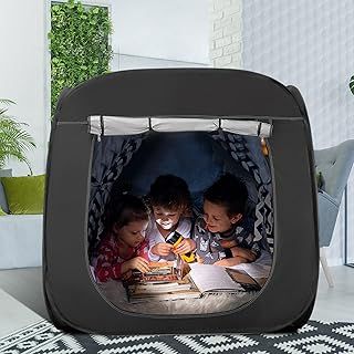 Pakuyi Pop up Den Sensory Tent Dark Tent for Play and Relax Sensory Tent with Travel Bag and Advanced Silver Inner Lining Blackout Tent Helps Kid with Autism ADHD Anxiety, 115cm*117cm