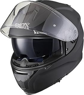 Shox Motorcycle Helmet Motorbike Crash Jet Racing Helmet with Internal sun Visor Men's And Women's Helmets UK Stock Ammo Solid