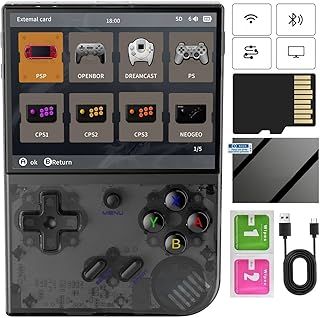Anbernic RG35XX Plus, Retro Handheld Game Console, Transparent Black, 3.5 Inch IPS Screen, Linux System, 64G TF Card, 5515 Games