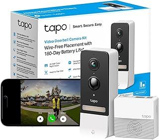 Tapo D230S1 2K 5MP Battery Video Doorbell Wireless, Security Camera Doorbell, Ring Chime Included, Color Night Vision, Head-to-Toe View, 6-Month Battery, IP64, Cloud &Local Storage, No Monthly Fee