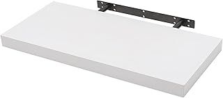 WOLTU Floating Shelves, White Floating Shelves for Wall with Strong Bracket,Ideal Home Decor Accessories for Bedroom,Living Room,Office,Bathroom,Kitchen,Wood,25cm RG9365ws