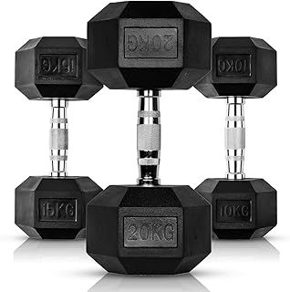 Hex Dumbbells Rubber Weight Sets Dumbbell Gym Equipment for Home and Commercial Use Weight Lifting Strength Training Select From Wide Range of Pairs 1KG - 50KG