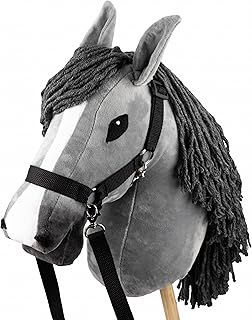 Hobby Horse Grey, Halter and Reins Included, Horse on a Stick, Large A3 Size